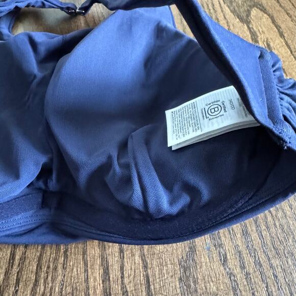 Athleta Womens Maldives Bra Cup High Neck Underwire Bikini Top Blue Size 34D/DD - Picture 3 of 4